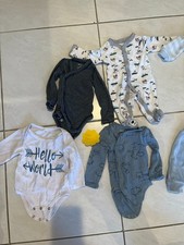Baby Boy Clothes Lot NB-3M 6pc Sleepers Sleep Suits & Tops Mixed Patterns