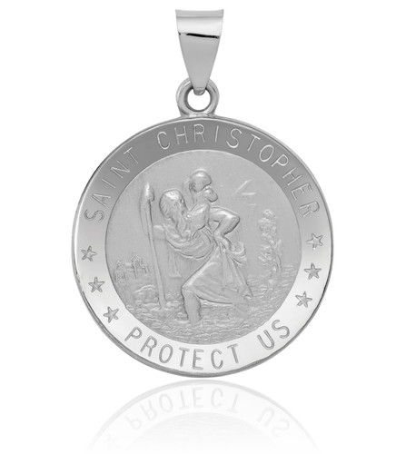 14k white gold large saint - 14k,