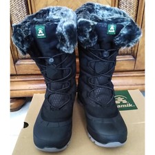 Kamik Momentum L2 Women's Snow Boots Size 6 Fur Black Winter Fall Autumn