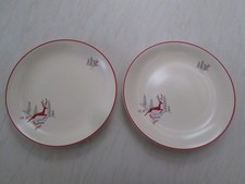 Crown Devon large dinner plates in the Stockholm / leaping deer design x 2