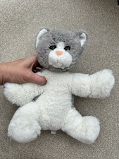 Card Factory cat soft toy kitty white grey kitten 10” tall my name is