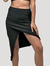 PSYLO Shula Black Asymmetric Midi Skirt Alt Psy Trance Rave Festival S/M UK 8 10