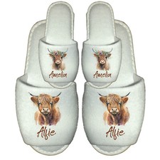 Highland Cow Spa Slippers Personalised