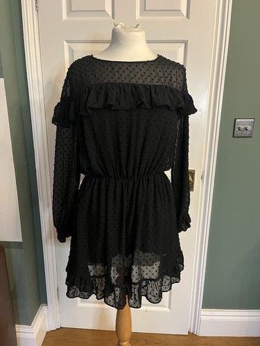 Zara black ruffle dress - black,