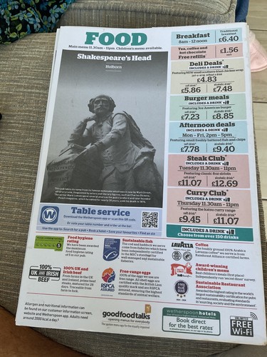 Wetherspoon menu - wetherspoon,
