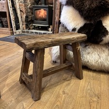 Vintage 2ft Wooden Bench - Large Rustic Wooden Stool - Hallway Bench / Sidetable
