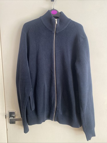 Dark navy zip up cardigan - navy,