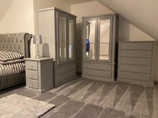 HANDMADE DEWSBURY 3 PIECE DOUBLE MIRRORED BEDROOM SET IN IVORY CREAM (ASSEMBLED)