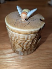 Vintage Ceramic Honey Pot with Bee Decorative Design