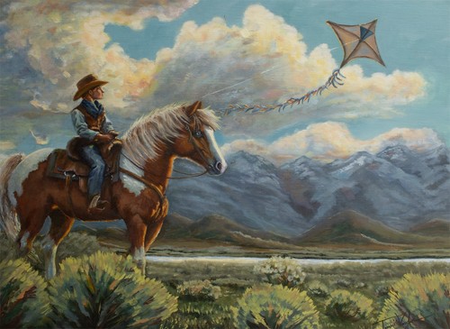Original western oil painting - original,