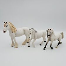 Schleich x3 white horse pony braided mane bundle figure  farm stable collectable