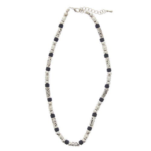 Silver tone black - silver, tribal