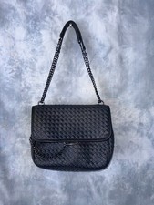 LAURA ASHLEY Dusty Navy Faux Leather Woven Textured Shoulder Bag Classy Elegant