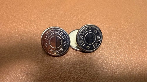 Hermes silver round cufflinks - round,