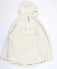 H&M Women Ivory Fleece Hoodie 1/4 Zip Medium Relaxed Fit