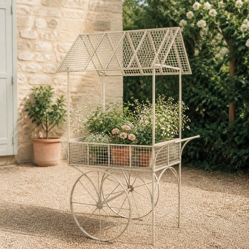 Metal flower cart planter - flower,