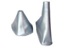 Gear Handbrake Gaiters For BMW 3 E36 E46 Dark Blue Vinyl Carbon Fiber TRI Stitch