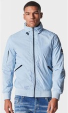 Police 883 Jeans Mens Jacket Anson Ice Blue Jacket Bomber funnel neck hood
