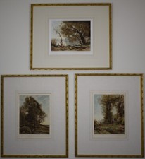 TRIO of original Mezzotints by