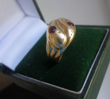 Gold Garnet SNAKE Ring Retro