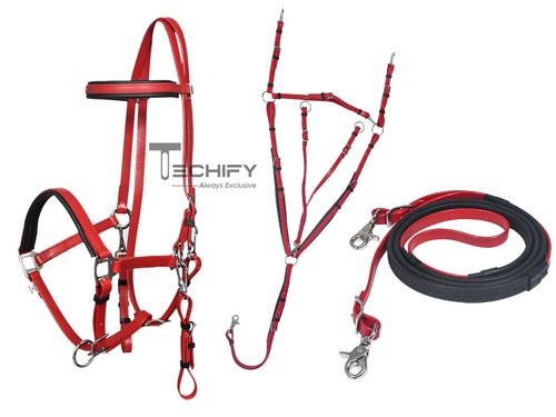 Red leather look horse - leather,