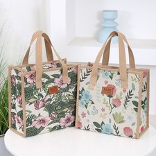 Thermal Floral Print Lunch Bag Large Capacity Portable Ice Pack  Women