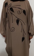 Abaya Women Muslim Batwing Brown Maxi Dress Kaftan Dubai Islamic Arab Robe Gown