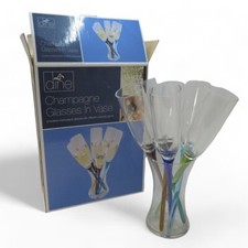 Aldi Dine 6 x Footless Champagne Glasses in Vase Multicoloured Stems - Preloved