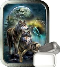 Wolf Stream 2oz Silver Tobacco Tin, Airtight sealed Tobacco Tin, Storage Tin