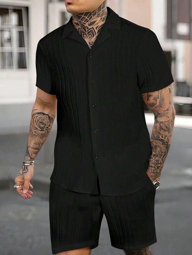 Men black ribbed shirt - men's,