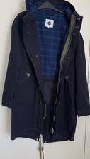 Pretty Green Mens Hooded Cotton Denim Fishtail Parka Navy Blue Size M RARE !!!