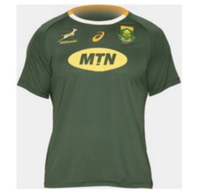 Mens South Africa Asics Springbok Rugby Union Shirt Union Oak Green Tshirt Large