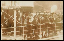 1907 Barry Ferry Steamer Passengers Edwardian Sepia Real Photo Vintage postcard