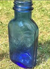 Cobalt Blue Milk of Magnesia small vintage bottle found on a Ex WW2 US Airfield 