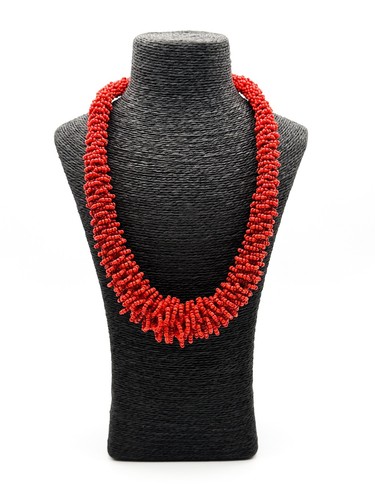 Chunky red seed bead necklace - seed,