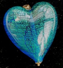 9ct hallmarked Yellow Gold Murano Glass Large chunky Puffed Heart Pendant