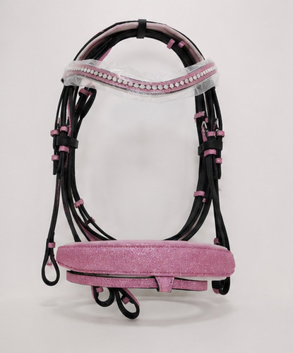Pink horse bridle - pink, rhinestone