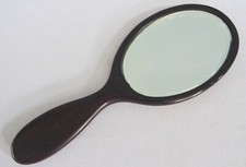 Antique Hand Mirror Ebony Victorian Dressing Table Dresser Black Wood Treen