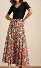 King Louie Long  Floral, Button up Belted skirt  Size 36 UK 12. New