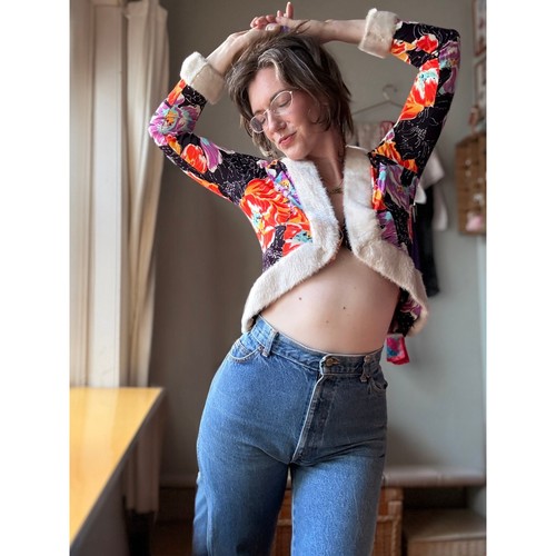 Vintage 70s floral - 70s, fur