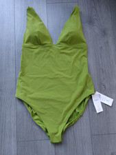 M&S MARKS & SPENCER ANTIQUE GREEN SUN SMART SWIMMING COSTUME UK SIZE 16 LONG