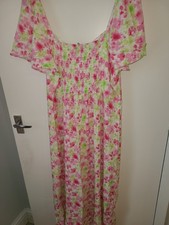 Primark Stacey Soloman puff sleeve Floral Front split maxi holiday Dress BNWT 16