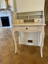 White Bureau Dressing Table With Drawers And Extendable Desk Area