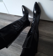 Womens Black Gloss Faux
