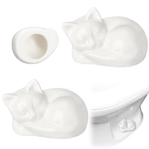 White decorative cat - decorative, toilet