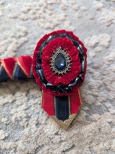 Red Navy Gold Velvet Show Browband Cob Size With Faux Sapphires
