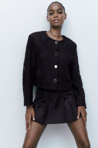 Zara short lace blazer size - lace, m
