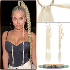 34" Braid Ponytail Wrap On Straight Long Pony Tail Hair Extensions Thick As Real