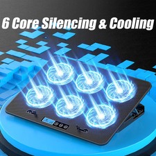 6 Fan Gaming RGB Laptop Cooler LED Light Notebook Cooling Stand Riser Support