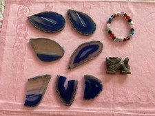 agate slices, gem stone bracelet, gem stone dragon job lot